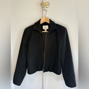 Express Tailleur 100% Wool Black Zip Up Short Coat Size 5/6
